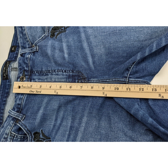 KanCan High Rise Skinny Stretch Jeans Womens Distress Hem Sz 25 Button Dark Wash - Picture 6 of 10